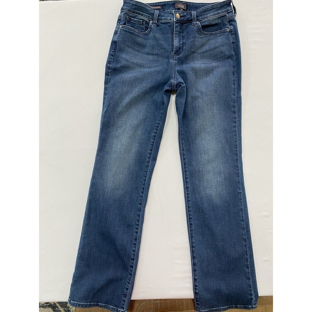NYDJ Jeans Womens 10 Blue Marilyn Straight Lift Tuck Stretch Medium Wash Denim - Picture 1 of 7